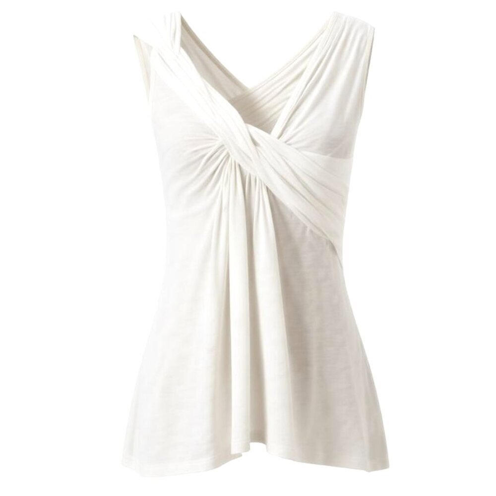 Anthropologie Deletta Twist and Flounce Tank Top S White #168C‎